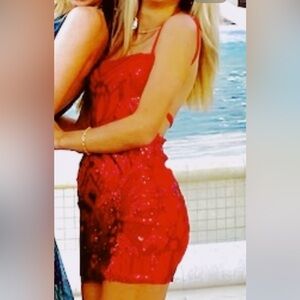 Lucy In The Sky - Starstruck Sequin Dress in Valentine Red